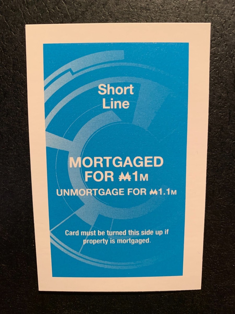 Monopoly Zapped SHORT LINE RAILROAD TITLE DEED CARD Game