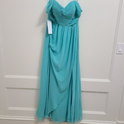NEW AZAZIE Millie Spa Teal Chiffon Bridesmaid Dress Size A8 NWT | eBay