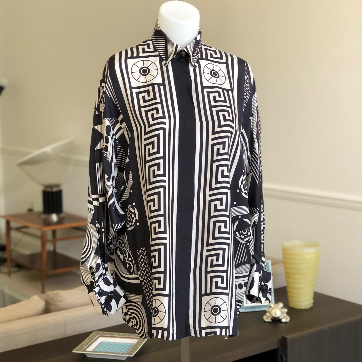 GIANNI VERSACE silk women's shirt w/ french cuffs Optical