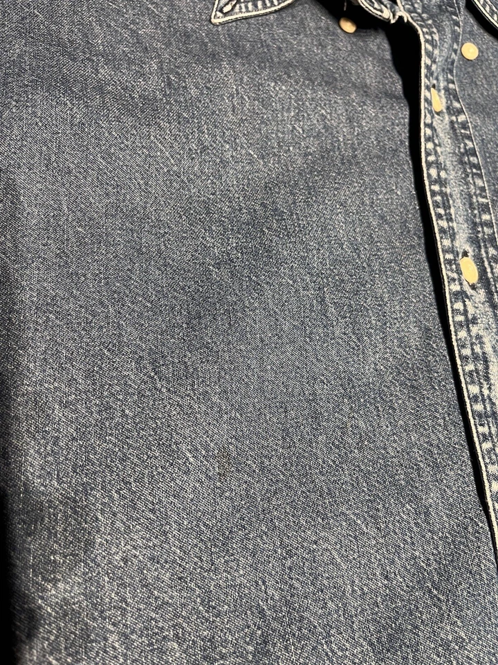 Chaps Ralph Lauren Shirt Men's XL Blue Artsy Work Button Denim Cotton VTG 90's - Image 4 of 4