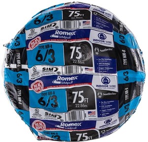 Details About 75 Ft Southwire Nm B 600 Volt Copper Wire Cable 6 3 Stranded Romex Simpull W G
