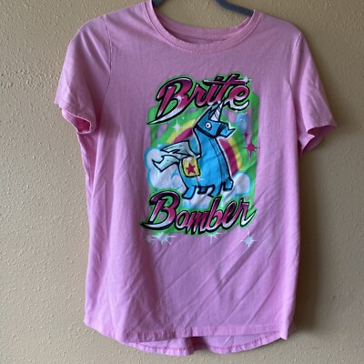 Fortnite Brite Bomber Pink T-Shirt Women s L Gamer Baby Tee Piñata Loot