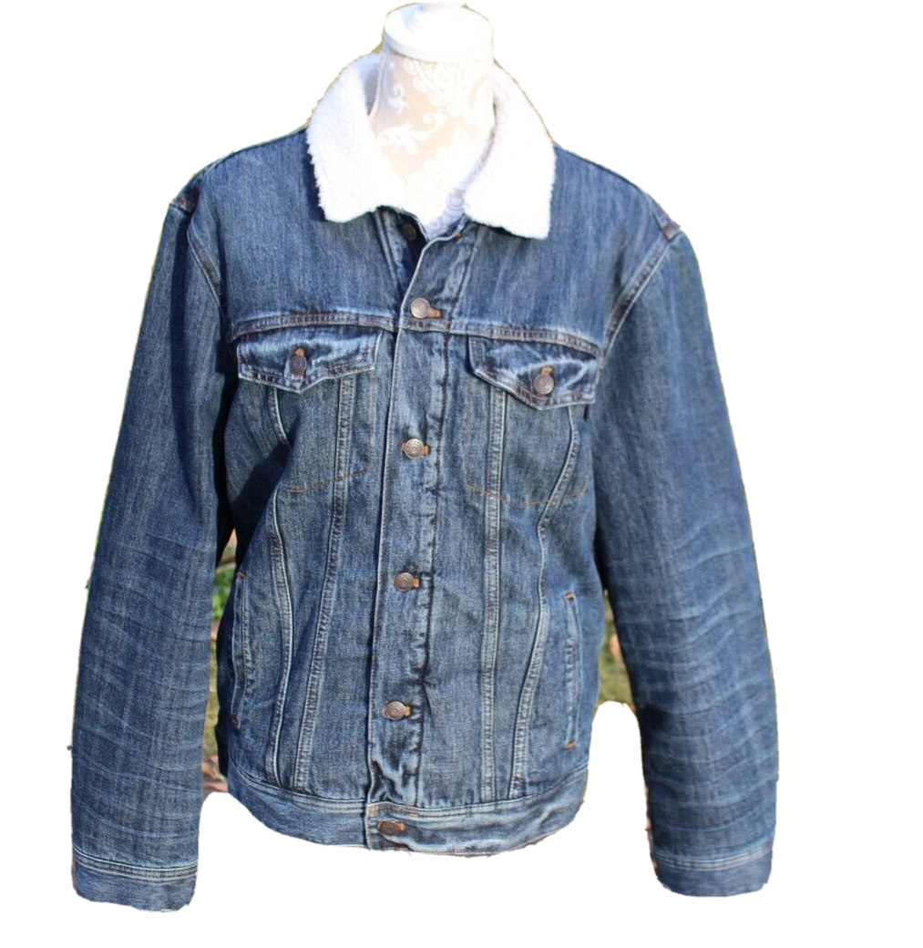 Women's Madewell Sherpa Jean Jacket Sz Large NEW WITH TAGS Buttons like  Men's