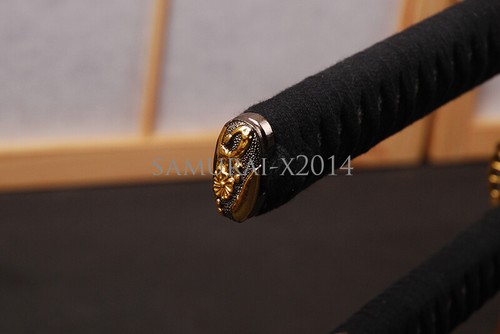 black Katana +wakizashi Japanese samurai swords set Full tang carbon steel sharp - Picture 4 of 12