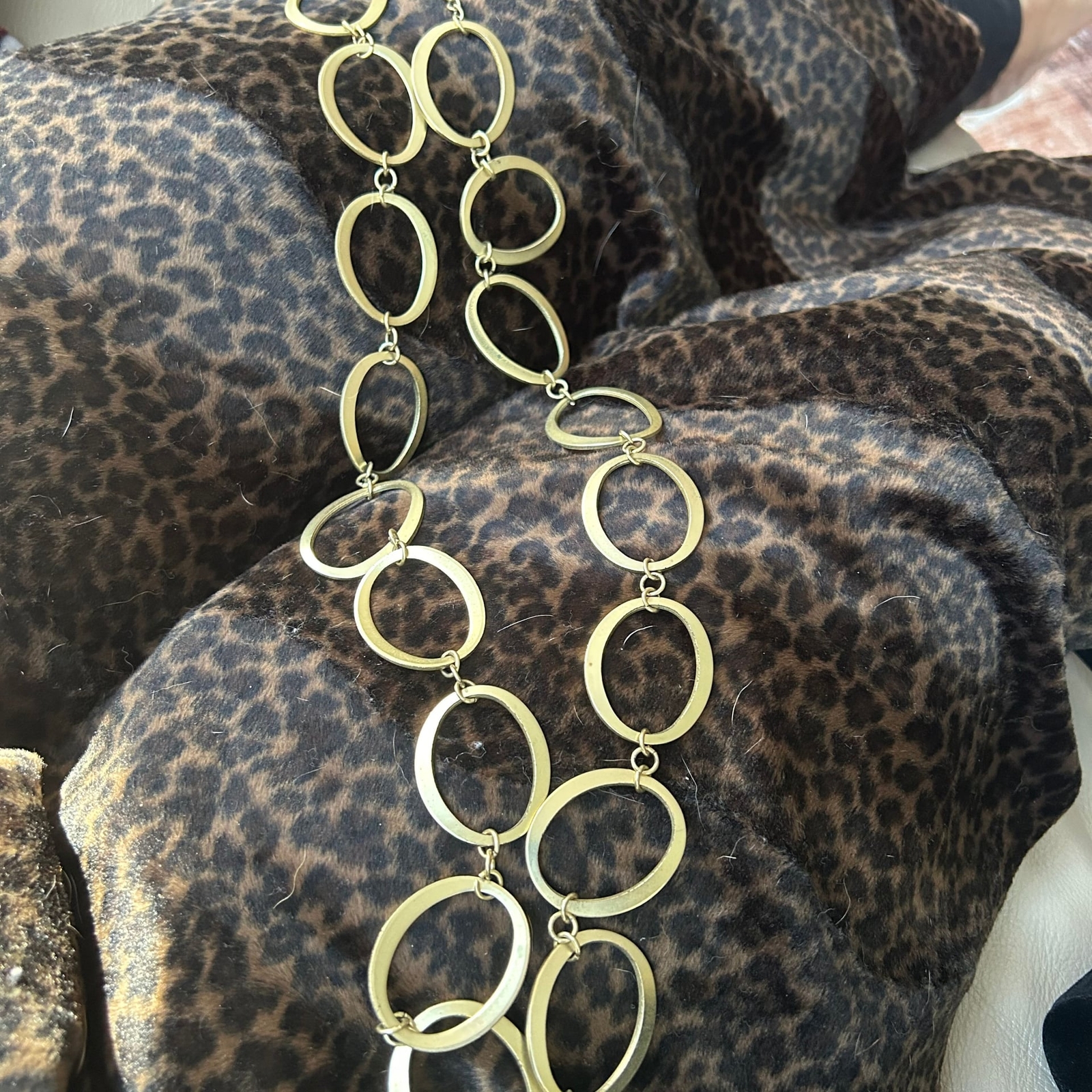 Gold Tone Large Oval Link Statement Necklace Adju… - image 5