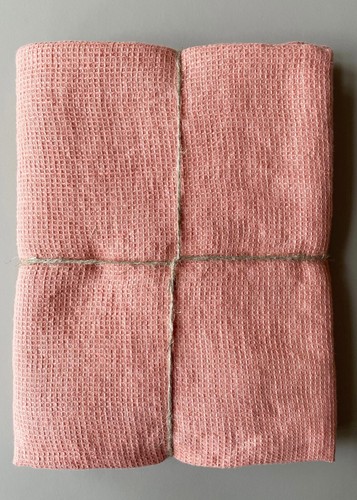 Feines Waffelpique Badetuch Saunatuch Leinen "Stonewashed" 100x160, Peach Nougat - Bild 2 von 5