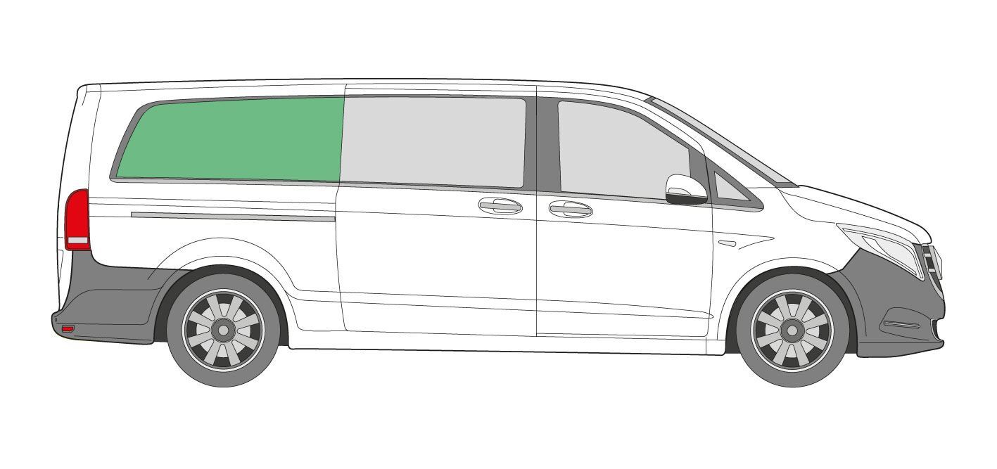 Rear Side Fixed Window Glass Dark Tint OS (Right) Mercedes Vito XLWB 2003 - 2014