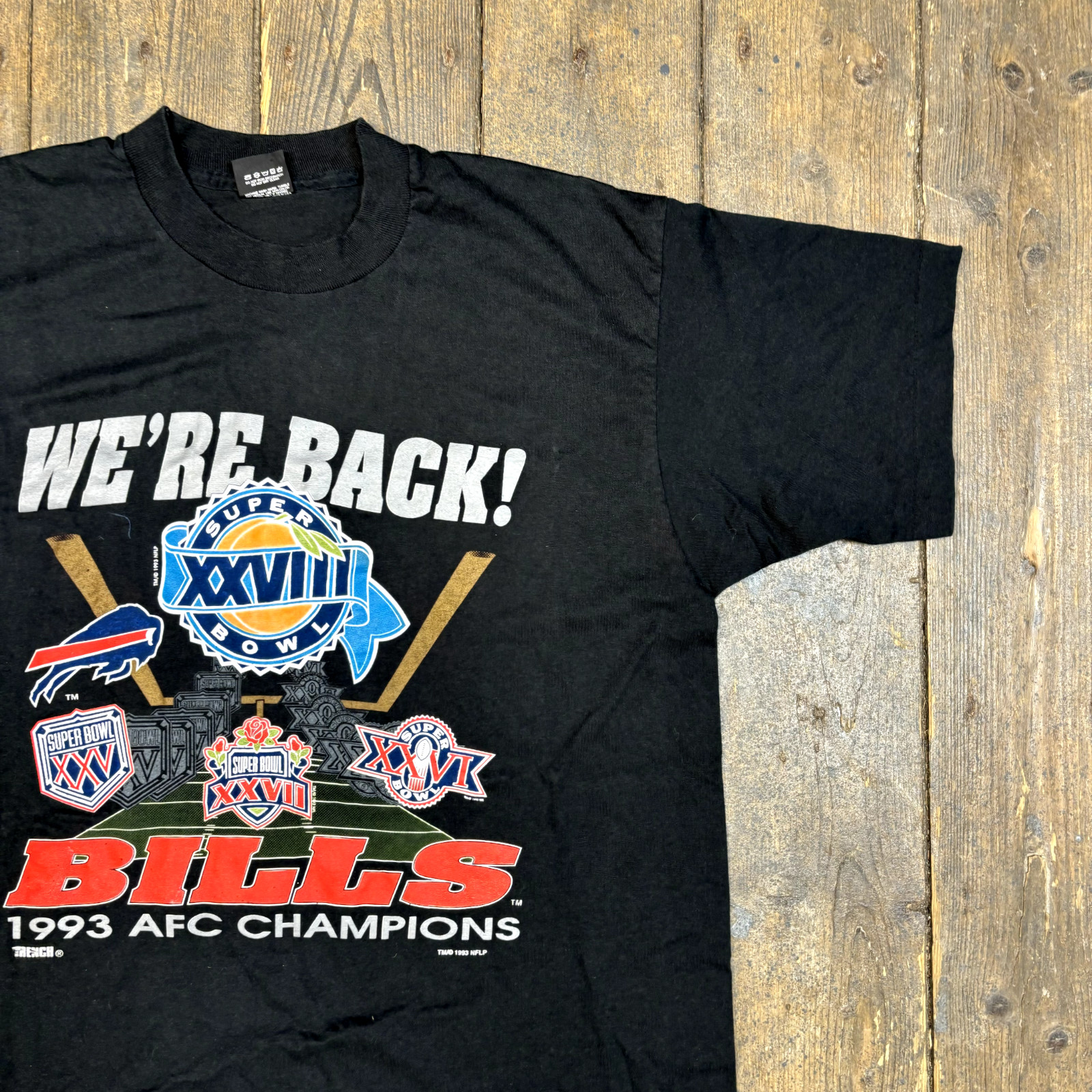 Vintage SuperBowl 28 T-Shirt 90's Graphic Single Stitch Tee, Black, Mens XL image 2