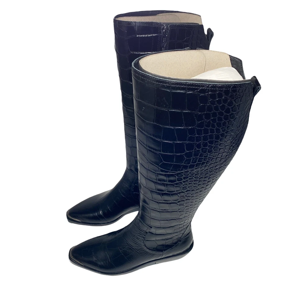 Bota de montar Sigerson Morrison para mujer Jaden de cuero negro cocodrilo media pantorrilla talla 36,5 Foto 4 de 4