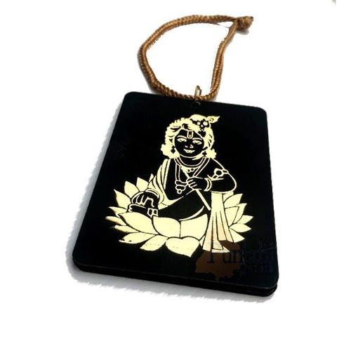 Kanha Krishna Wooden Car Hanging - Divine Protection on the Go with (Krishan Ji) - Picture 2 of 2