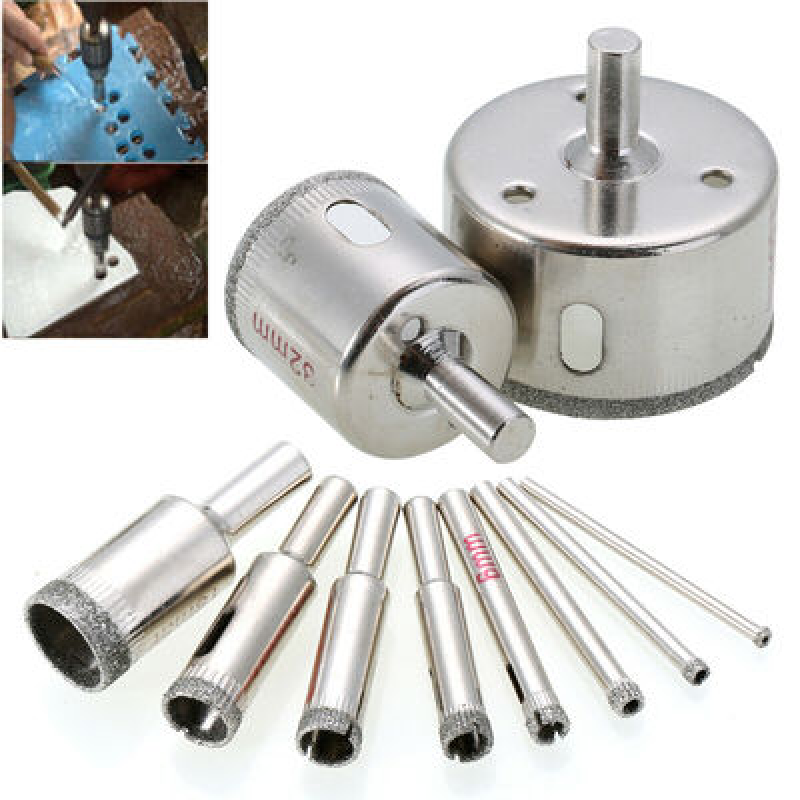 Tile Hole Saw Kit 10-Piece Diamond Core Drill Bit Set - Tile Hole Saws For Porcelain, Ceramic & Granite (6-65mm) Brocas Cónicas Para Ceramica