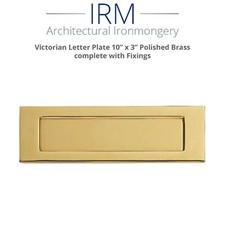 Victorian Letter Plate 10" x 3" Polished Brass complete with Fixings
