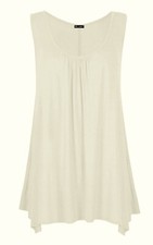 Women Plus Size Hanky Hem Ladies Long Sleeveless Scoop Neck Vest Top