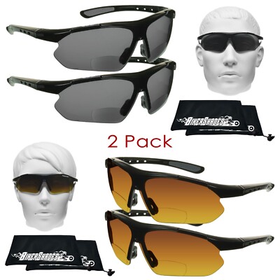 2-Pack Bifocal Sun Reader Sunglasses Men Cycling Motorcycle