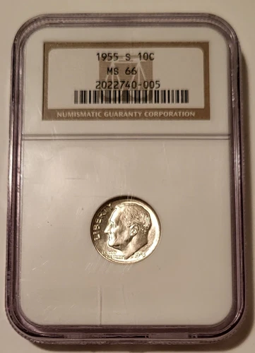 NGC 1955 S Roosevelt Dime Unc MS66*