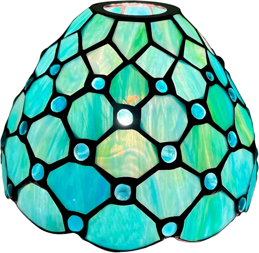 Tiffany Lamp Shade 7 Inches Wide Accessories Replacement Seagrass Blue Beads Sty