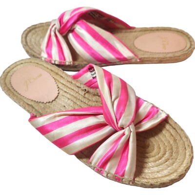 J Crew Twisted-Knot Espadrille Sandals in Pink Stripe Women's Size 7 $98 AN875
