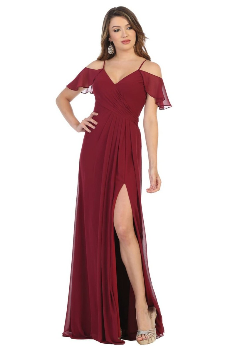 Women's | Bridesmaids Dresses Afdable Long Evening Gown by Mq1732 Burgundy 8