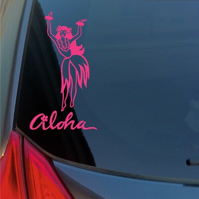 Hawaiian Hula Girl with Aloha script sticker decal dance culture chant wahine