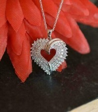 2 Ct Round Cut Diamond Cluster Heart Love Pendant Solid 14K White Gold Finish