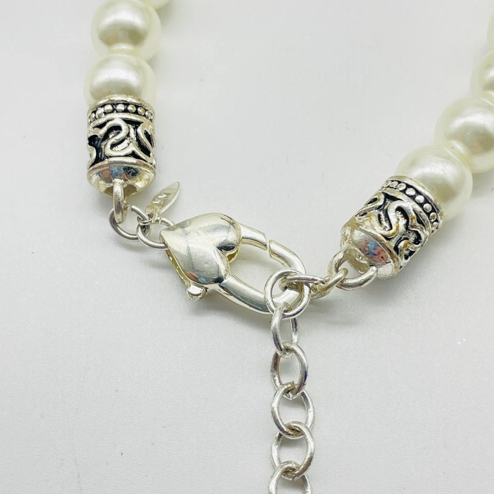 Pulsera AVON Perla Simulada Tono Plata Filigrana Clásica Novia Boda Foto 3 de 4