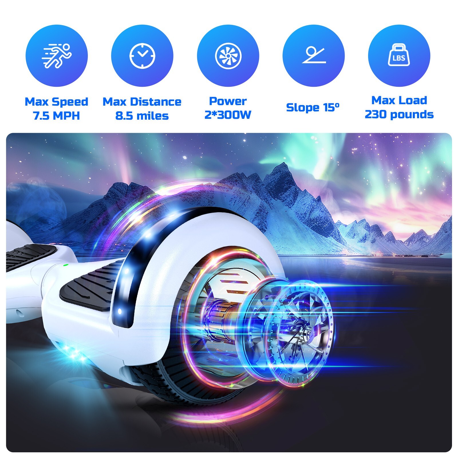 6.5'' Hoverboard Electric Bluetooth Self-Balancing Scooter no Bag for kids Adult