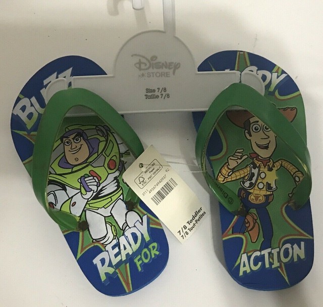 Disney Store Toy Story Buzz Lightyear Flip Flops Sandals Shoes Size 7/8
