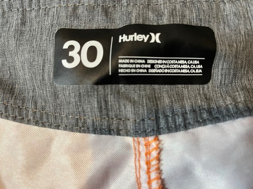 Pantalones cortos de tabla a rayas Hurley para hombre naranja gris naranja baúles de baño talla 30 - Imagen 5 de 5