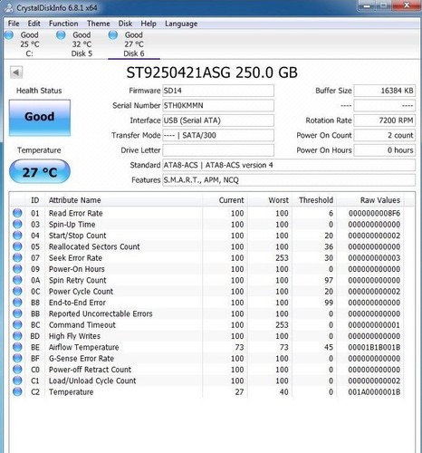 ST9250421ASG pn: 9GEG43-300 fw: SD14 5TH 250GB WU 2.5" SATA HDD A8-26 - Picture 3 of 3