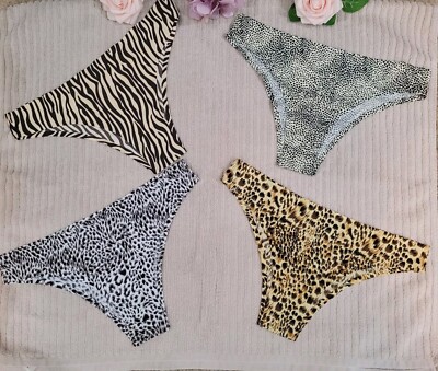 RETRO CHIC  4 Pair Large SeXy Slinky Animal Tanga Polyamide Panties  nifp