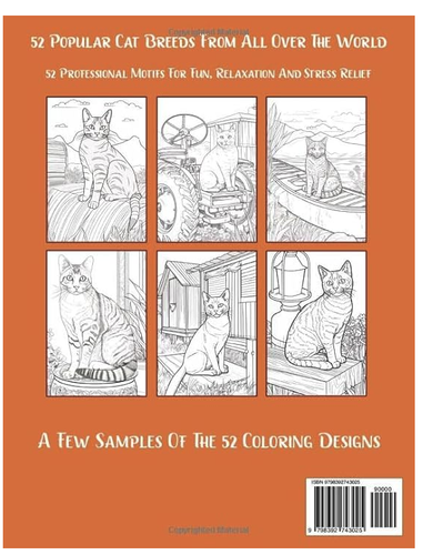 Malbuch für Erwachsene - 52 beliebte Katzen-Rassen - englische Ausgabe - Bild 2 von 7