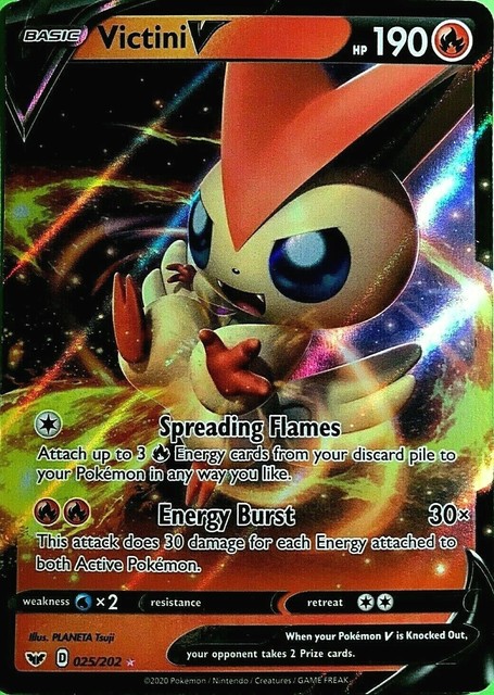 Victini V Sword & Shield - ULTRA RARE 025/202 Pokemon Card NM/MT | eBay