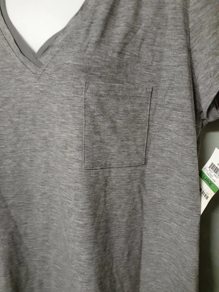 Top de pijama gris jaspeado Alfani SOLO manga gorra grande 44" BUSTO  Foto 3 de 4