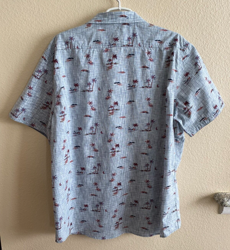 Flag & Anthem Blue & Maroon Button Short Sleeve Shirt 100% Cotton size XL - Picture 3 of 3