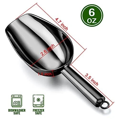 2Packs Stainless Steel Scoop Bar Ice Candy Dry Goods Popcorn Small Scooper 6oz - Picture 7 of 7