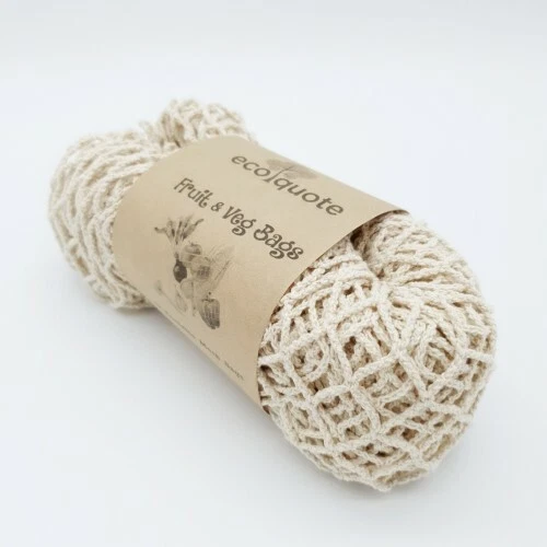 Mesh Shopping Bag Pack of 2 Natural Organic Cotton Biogradable & Eco-Friendly  - Image 2 of 4