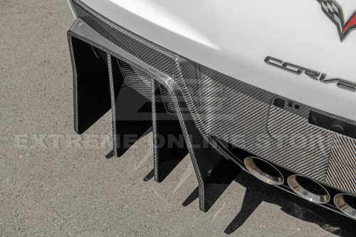 Difusor de parachoques trasero con aletas de fibra de carbono para Corvette C7 Performance Track 14-19 - Imagen 11 de 24
