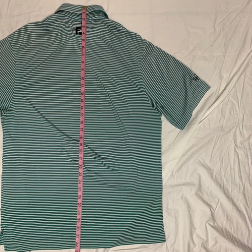 mens footjoy polo shirt size medium M green striped shirt pre owned - Picture 7 of 9