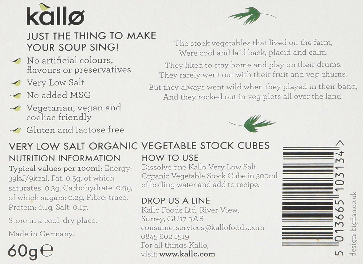 Kallo Organic Low Salt Vegetable Stock Cubes 66g eBay