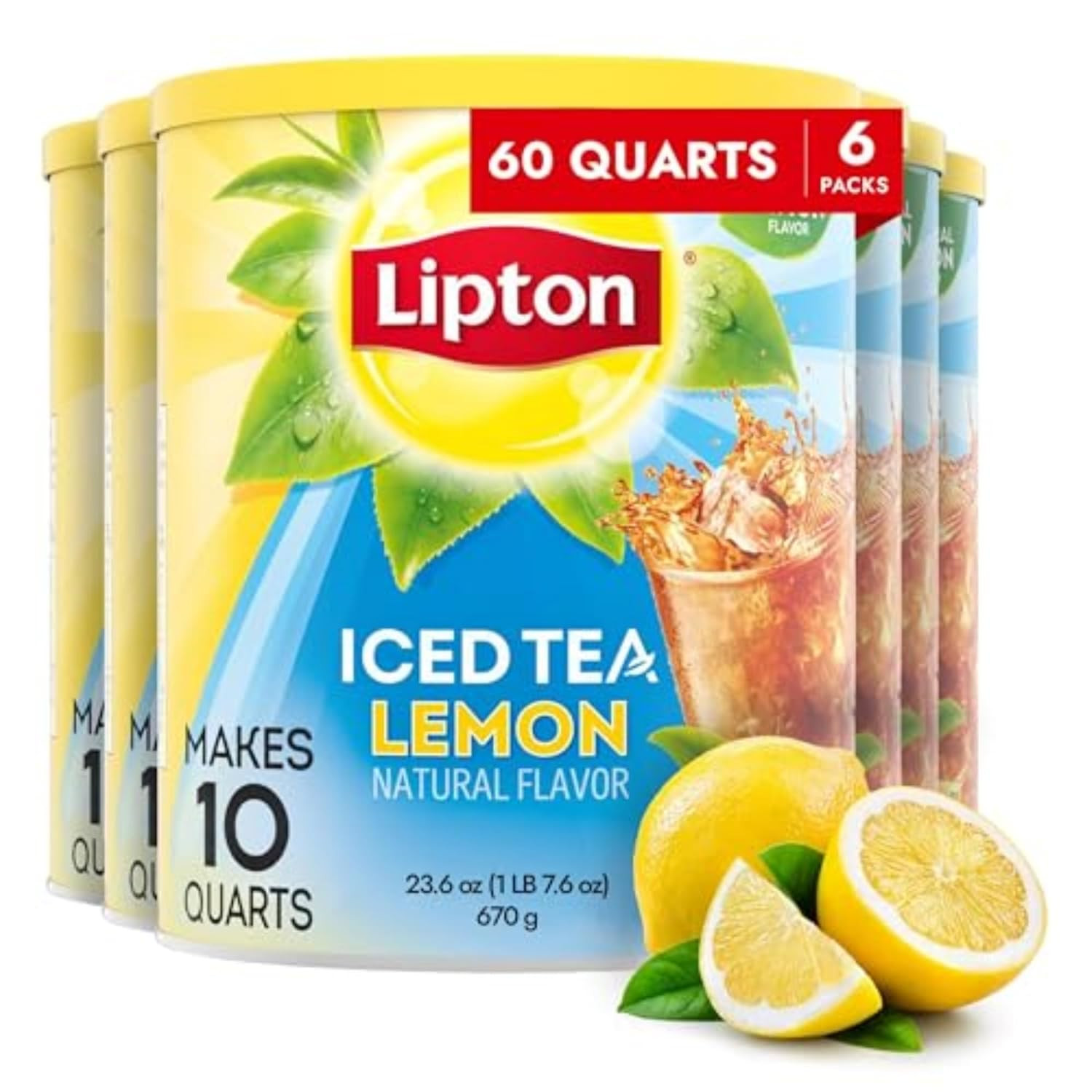 Iced Tea Mix, Lemon Sweetened Iced Tea, Makes 10 Quarts (Pack of 6)