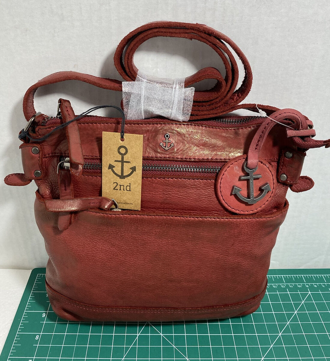 Harbour 2nd Leather Hobo Xbody Bag Multi Zip Comp Frt Pkt Harbour 2nd Leather Hobo Xbody Bag Multi Zip Comp Frt Pkt