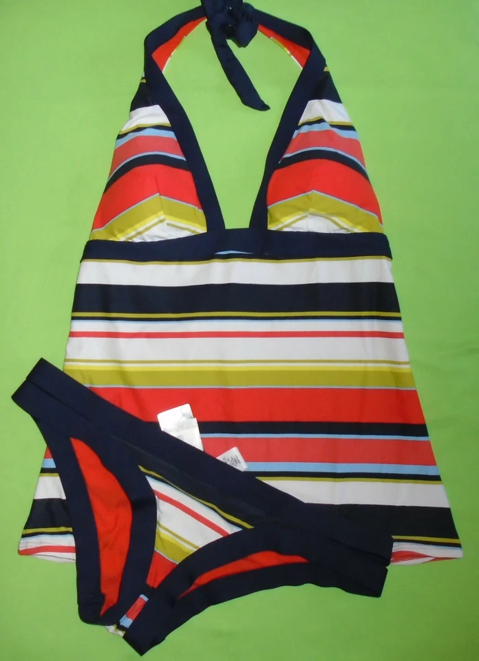 Próximo Conjunto Tankini Rayas Azul Marino Naranja Talla 14 y Extra Brief Talla 12 Nuevas Etiquetas Nuevo con Etiquetas Foto 2 de 4