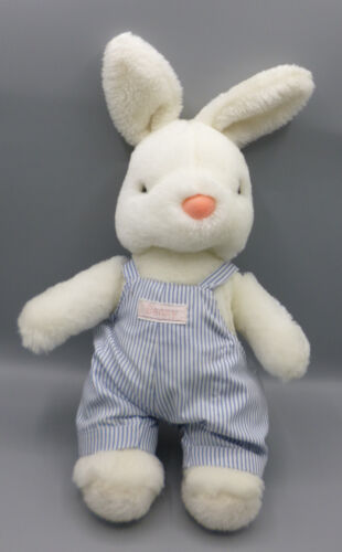 Juguete de peluche suave vintage Mothercare Benny Bunny Rabbit estiércol azul a rayas 0348 - Imagen 1 de 6