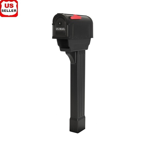 Heavy Duty Plastic Mailbox Postal Pro Kit Weather Resistant W/ Newspaper Holder