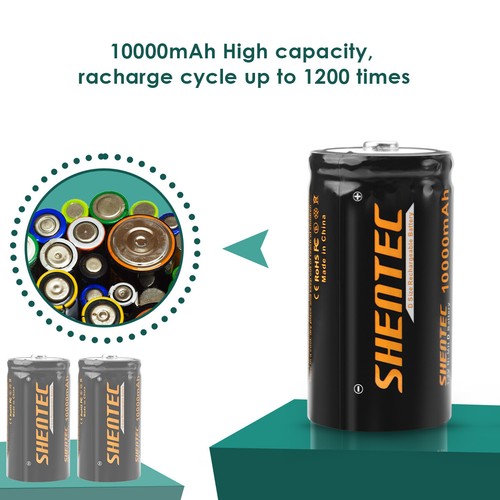 4Pack D Cell D Size Rechargeable Battery 10000mAh NiMH LR20 HR20 MONO