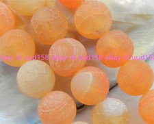 8mm Orange Dream Fire Dragon Veins Agate Round Gems Loose Beads 15"