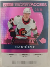 2021-22 Upper Deck Credentials Debut Ticket Access Pink /49 Tim Stutzle #145 RC