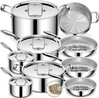 Chef-Quality 14-Piece Stainless Steel Cookware Set - Induction & Oven Safe