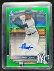 2025 Bowman Chrome Mani Cedeno Auto Green Refractor 1st Prospect #32/99 Yankees