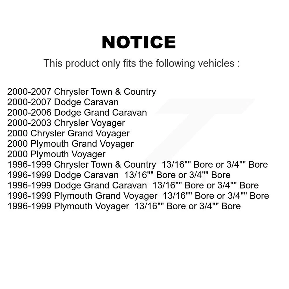 Kit de cilindro de rueda de freno de tambor trasero para Dodge Caravan Chrysler Town & Country Foto 2 de 4